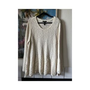 NWT ivory Knit lace Lagenlook Tunic Feminine Romantic CottageCore Sweater Top